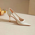 Satin Pointed-Toe Stiletto Heels – Hollow-Out Low-Cut Design