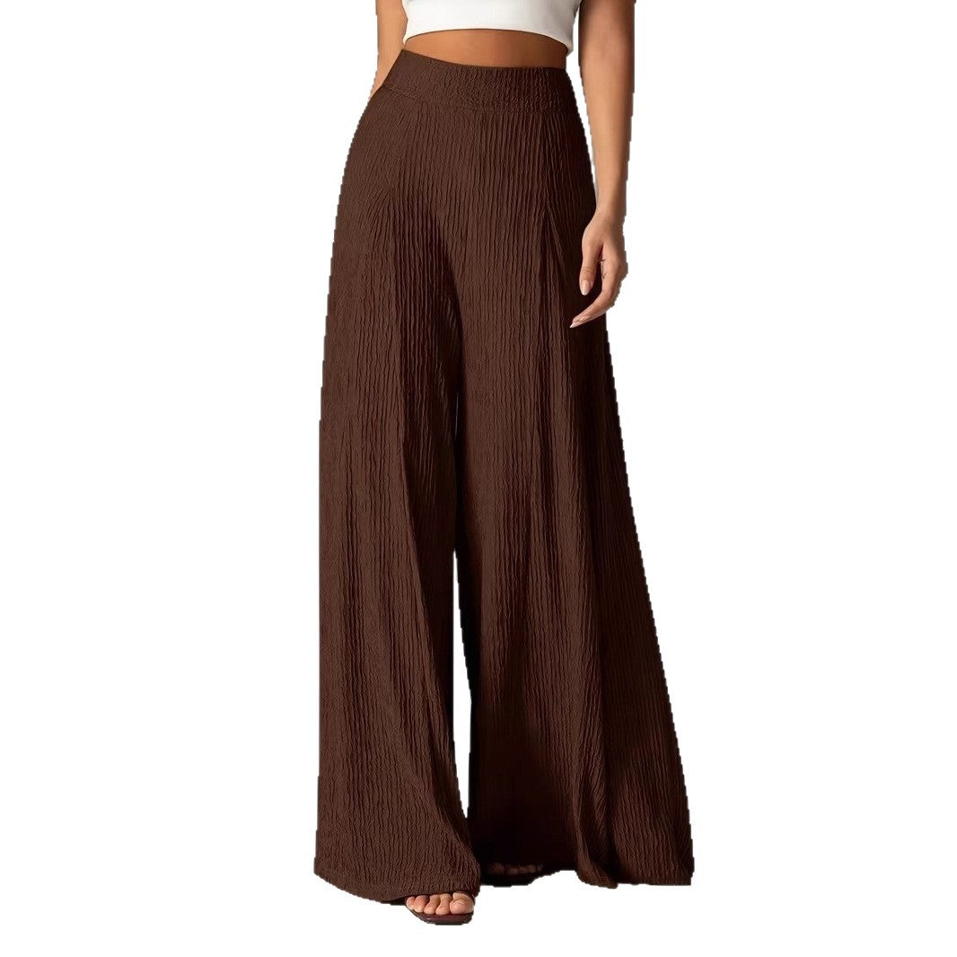High-Waist Elastic Wide-Leg Trousers