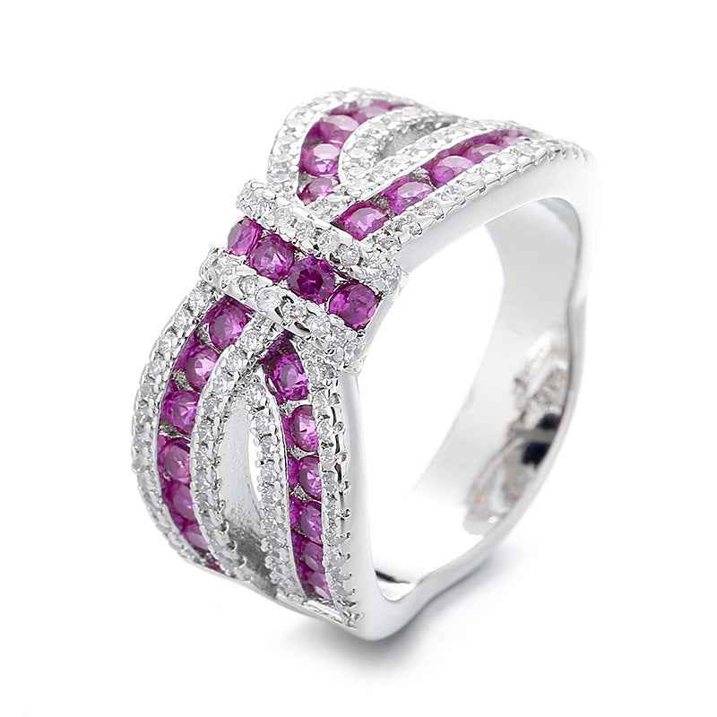 Elegant Bow-Knot Red Zircon Ring For Women