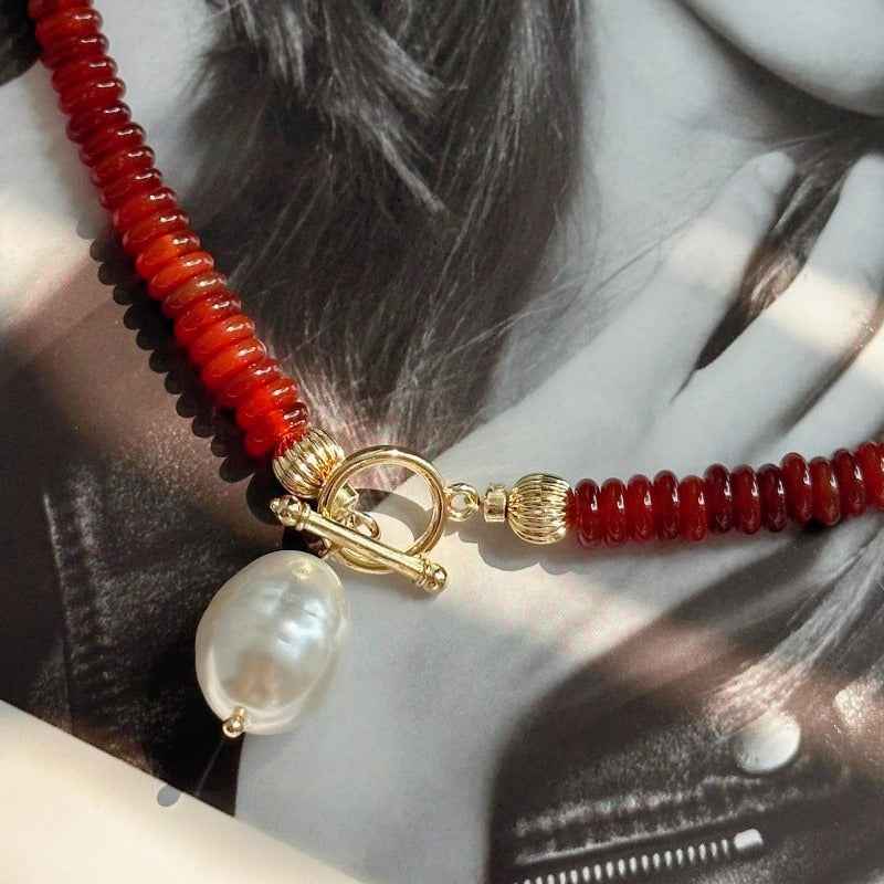 New Chinese-style Retro Red Bead Necklace For Women