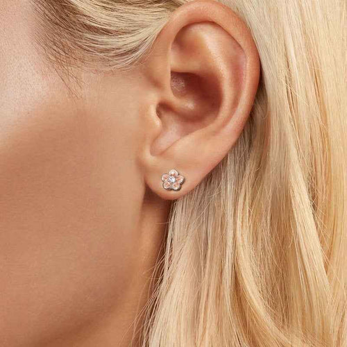 925 Sterling Silver Cherry Blossom Stud Earrings
