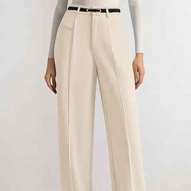 New Solid-color High-waisted Womens Casual Wide-leg Pants