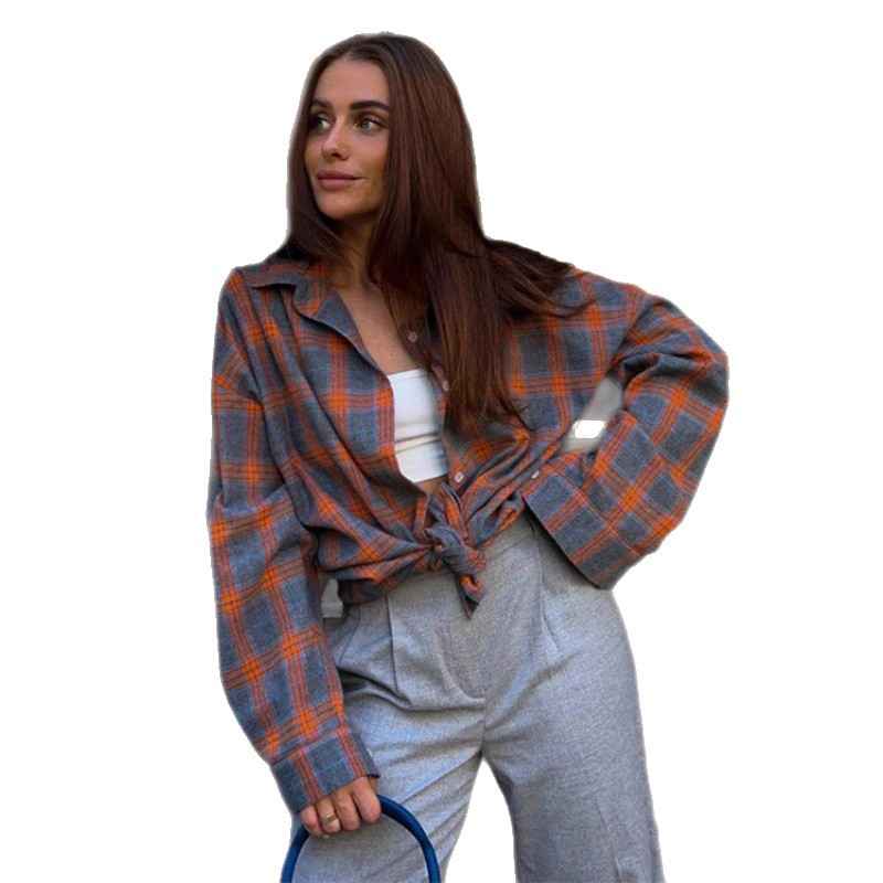 Women's Plaid Long-Sleeve Shirt — Relaxed Fit & Wrinkle-Resistant