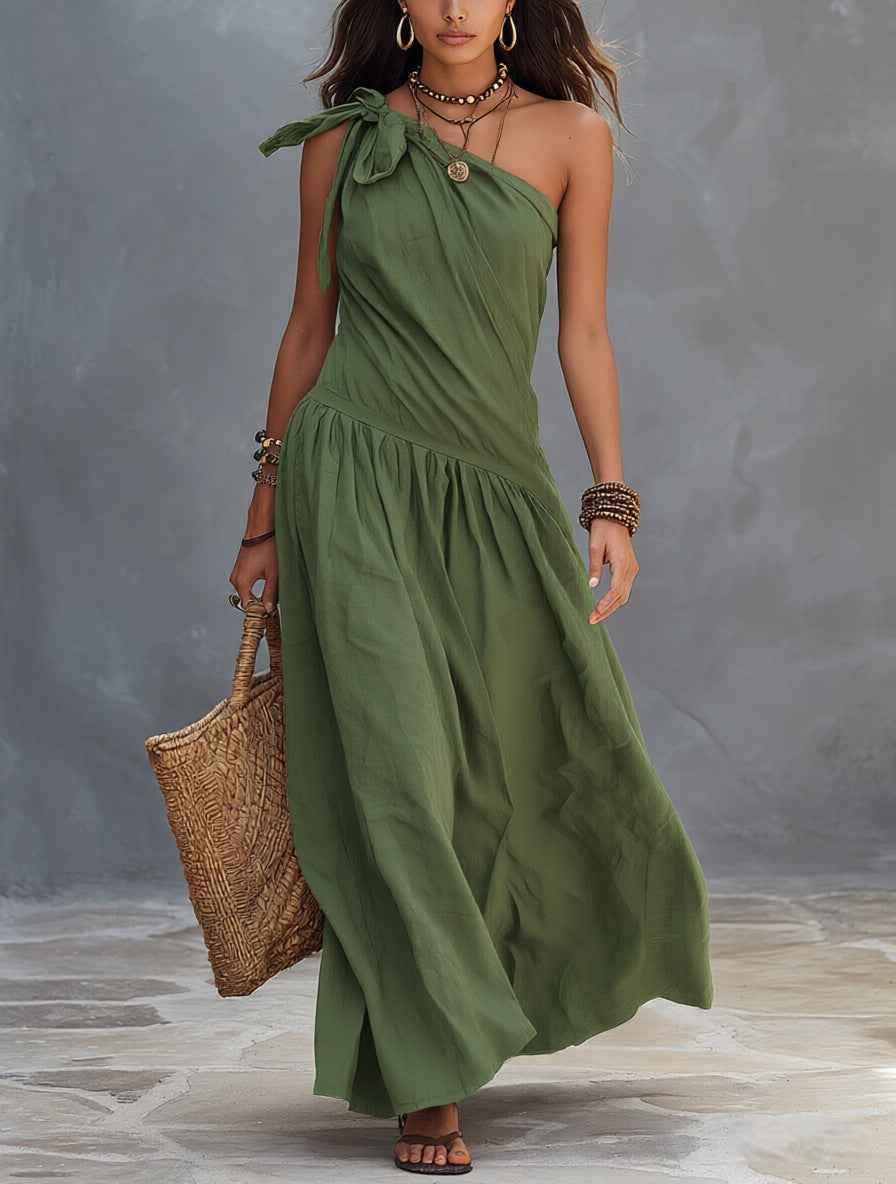 Womens Off-shoulder Asymmetrical Dress
