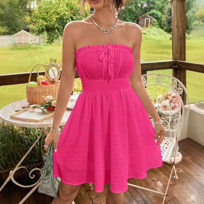 Women's Off-Shoulder Backless Cropped Dress — 3 Colours, XS–XL