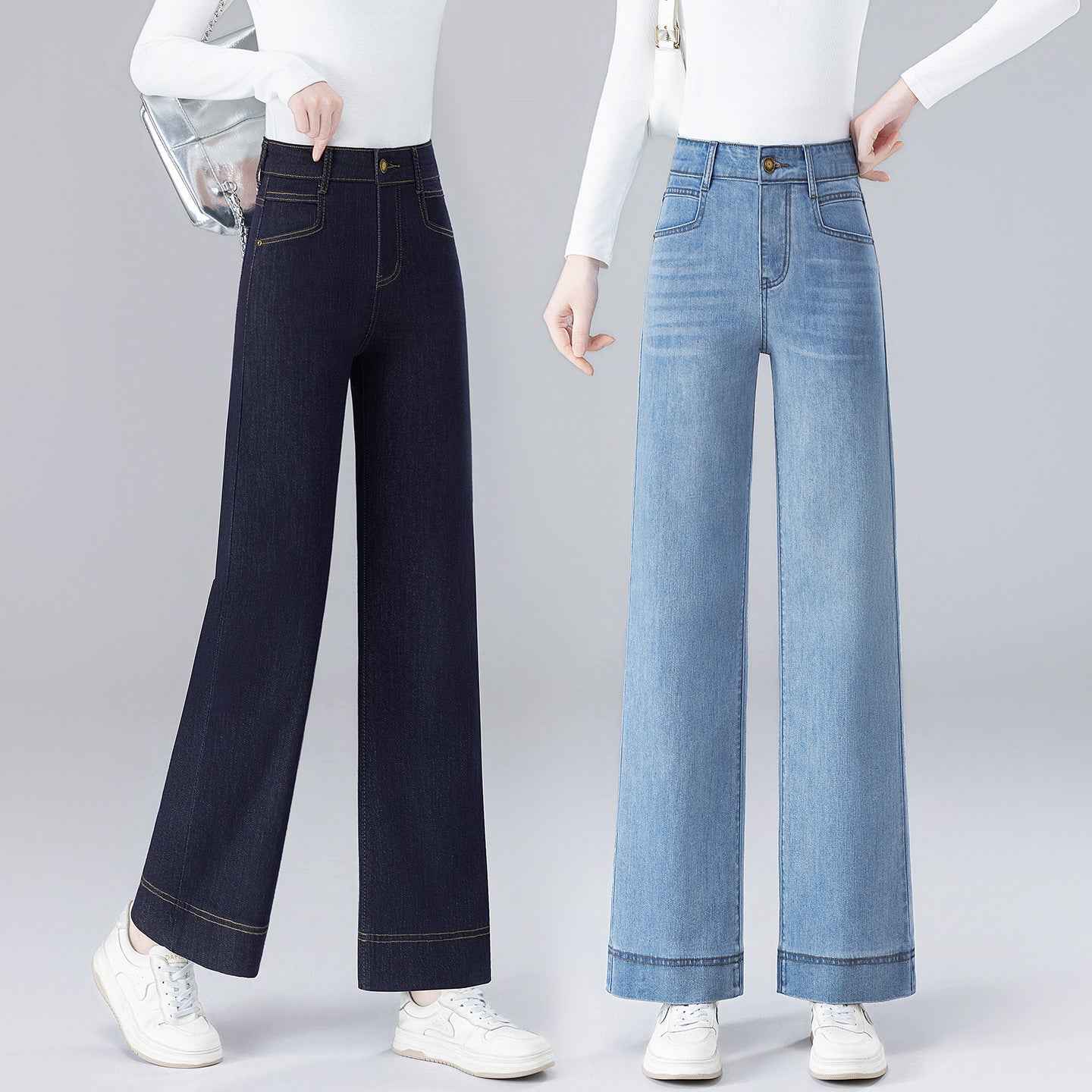 Slimming Plus-size Cropped Wide-leg Jeans