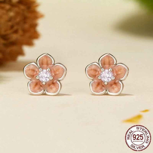925 Sterling Silver Cherry Blossom Stud Earrings