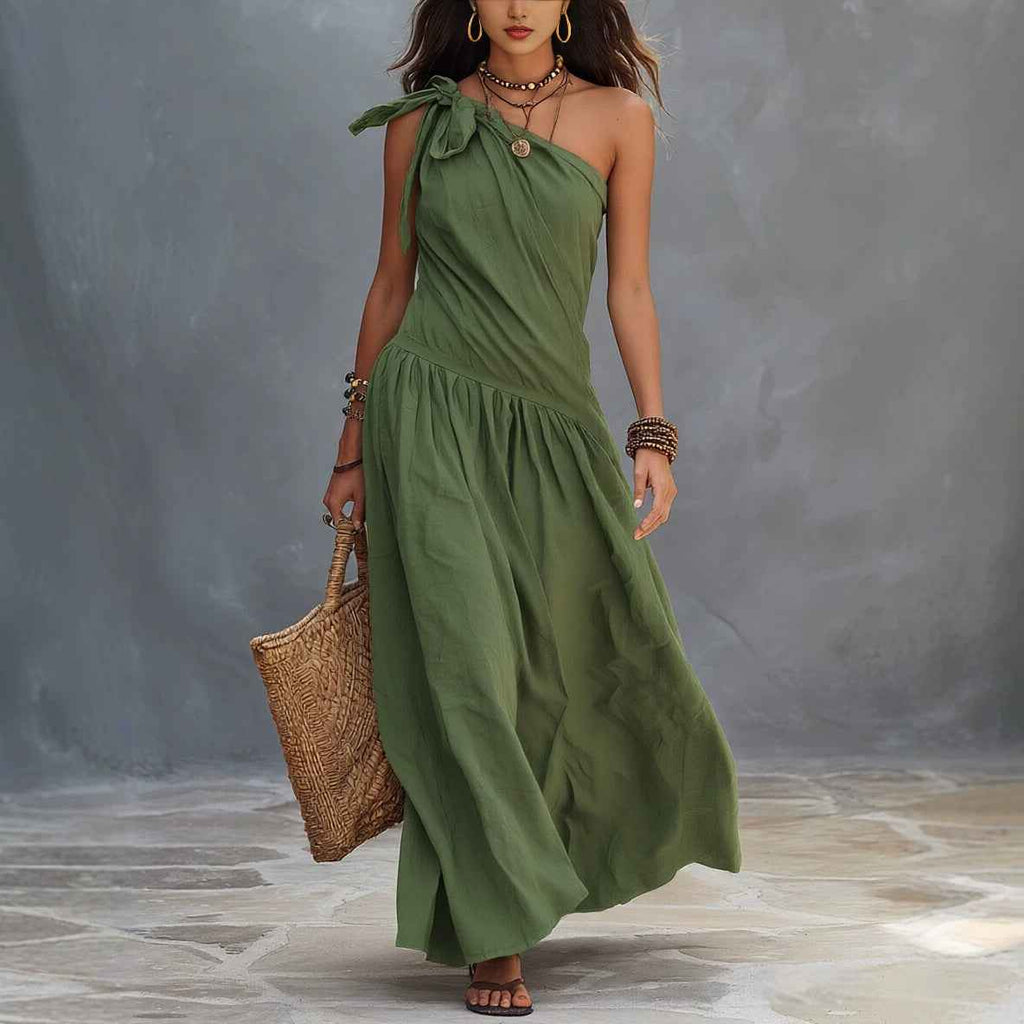 Womens Off-shoulder Asymmetrical Dress