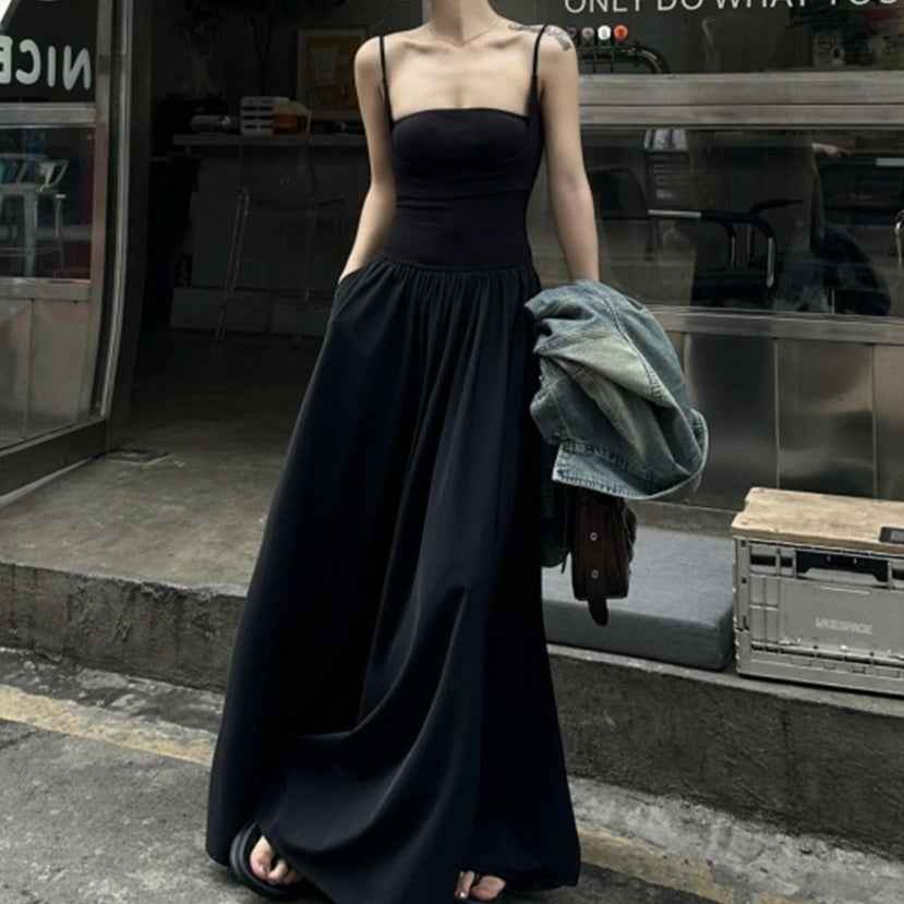 Artistic Retro Sleeveless High-Waist A-Line Slip Dress