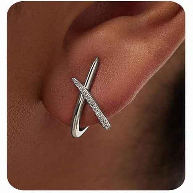 New Cross Zircon Stud Earrings For Women Minimalist Versatile Earrings Luxury Elegant Jewelry