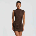 Backless Asymmetric Mini Dress – High Waist Sleeveless