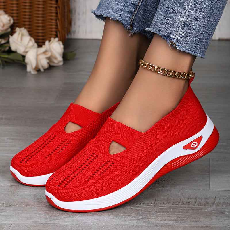 Women's Flyknit Slip-On Casual Shoes – Breathable Flat Sneakers EU 36–44