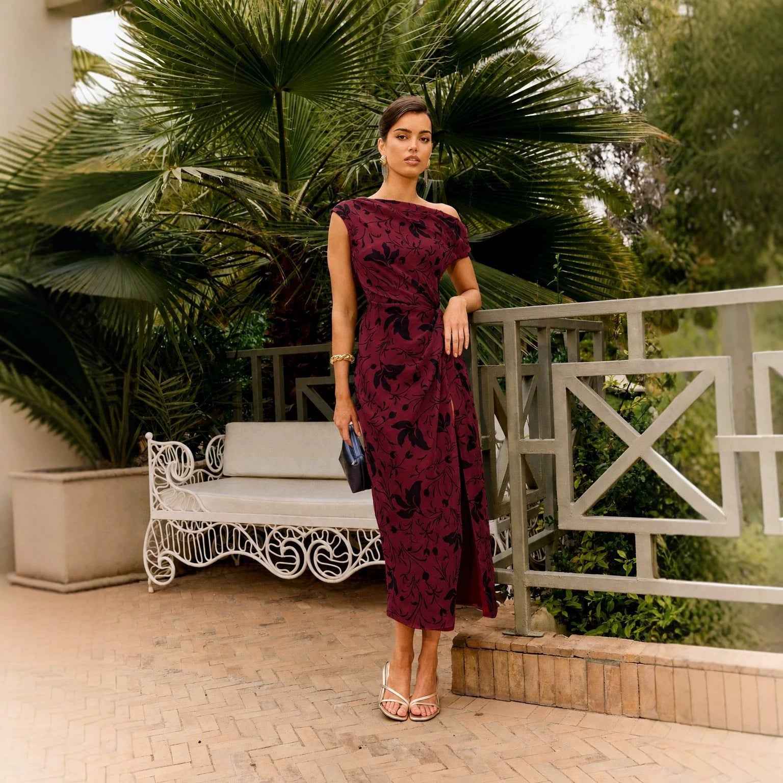 Women's Printed One-Shoulder Sleeveless Elegant Dress — 4 Colours