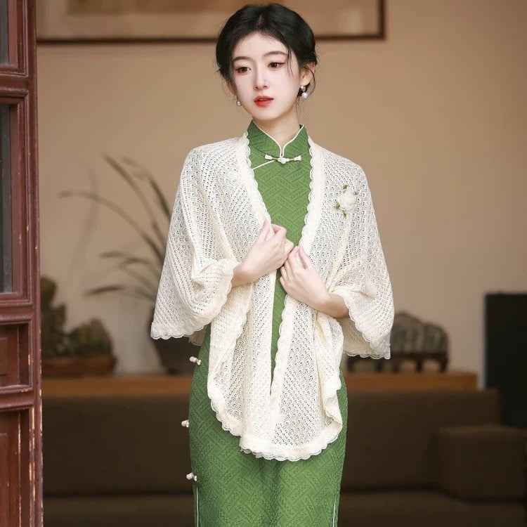 New Hollow-out Cheongsam Chinese-style Minimalist Niche Cloak Jacket And Shawl