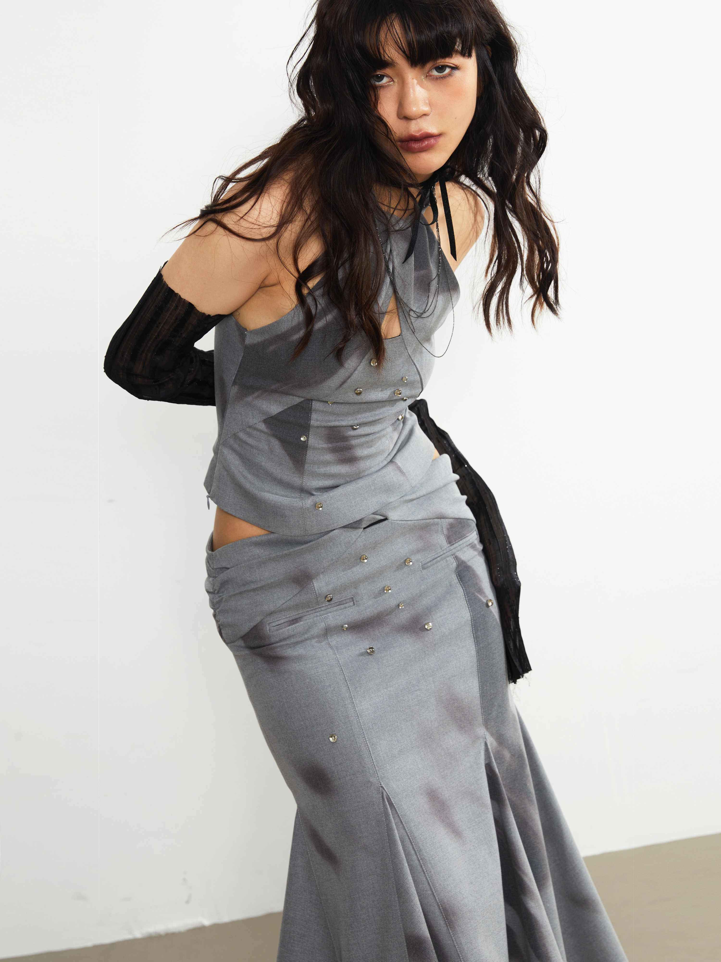 Women's Printed Punk Cut-Out Skirt
