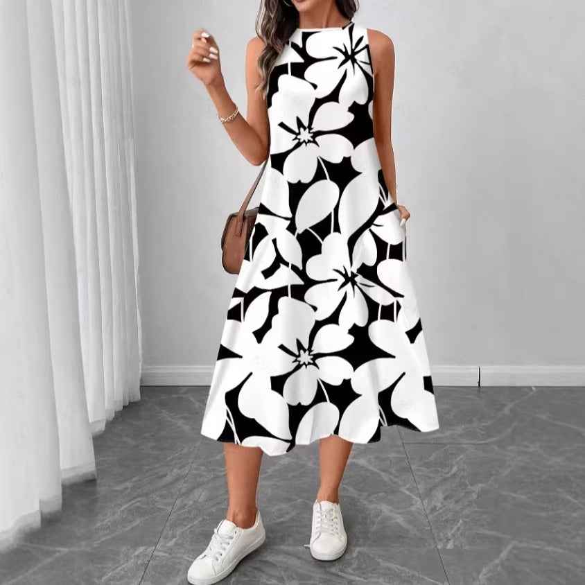 Sleeveless Mid-length Below-the-knee Summer Dress