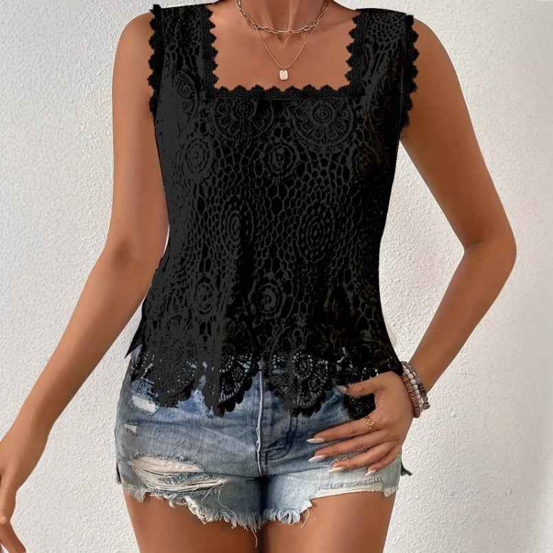 Strapless Lace Hollow-Out Top — Sleeveless, Elegant & Unique
