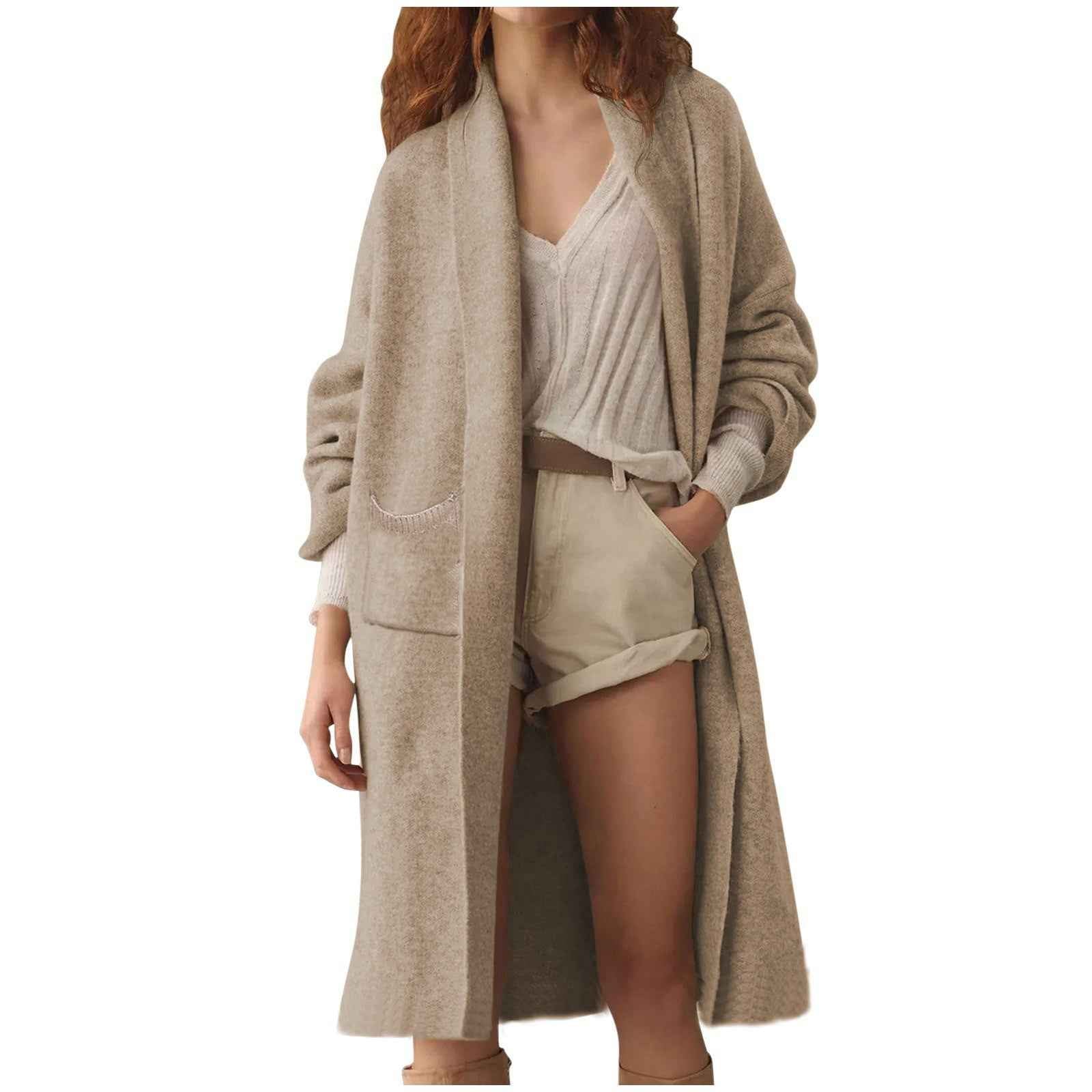 Loose-fitting Long Cardigan Oversized Pocketed Knit Sweater Coat