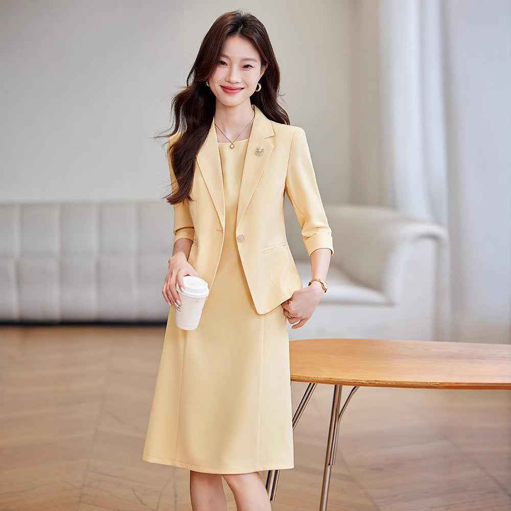 Women's Blazer & Dress Two-Piece Suit Set