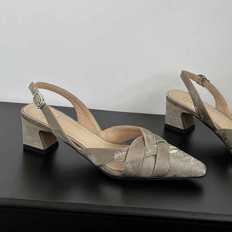 Womens Casual Square-toe Chunky-heel Sandals