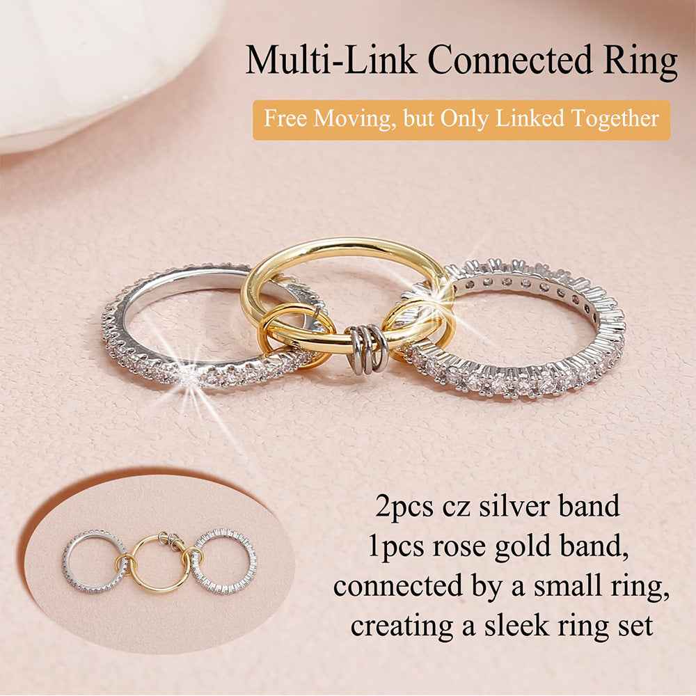 Geometric Diamond Ring Set – Gold & Rose Gold, Sizes 7–10 US