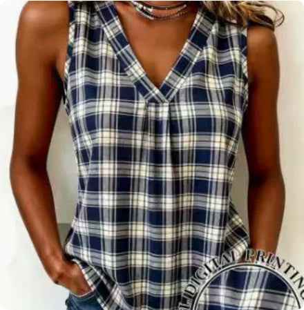 Women's Plaid Sleeveless Camisole – Y-Strap Summer Tank Top
