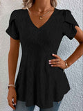 Women's Flutter-Sleeve V-Neck Top – Oversized Casual Tee