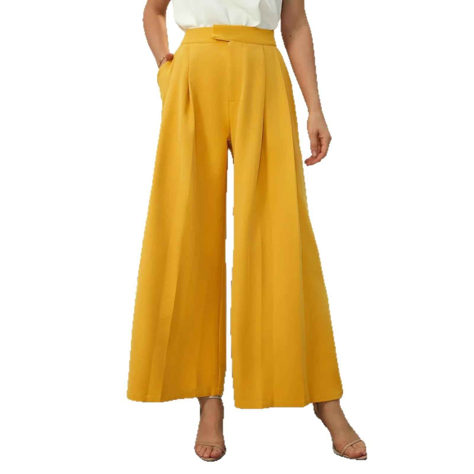 High Waist Wide-Leg Trousers – Elegant Commuter Pants for Women