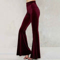 Womens Gold Velvet High-Waisted Slimming Flare Pants