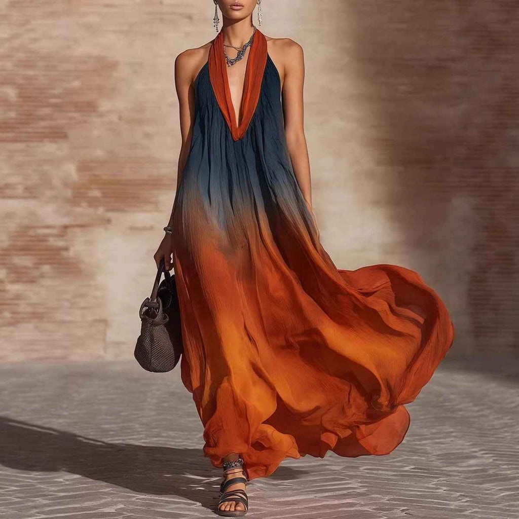 Floral Print Sleeveless Maxi Dress