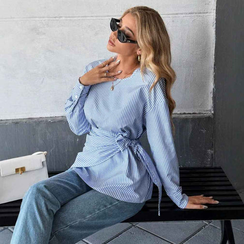 Cinched-waist Lace-up Short-length Long-sleeve
