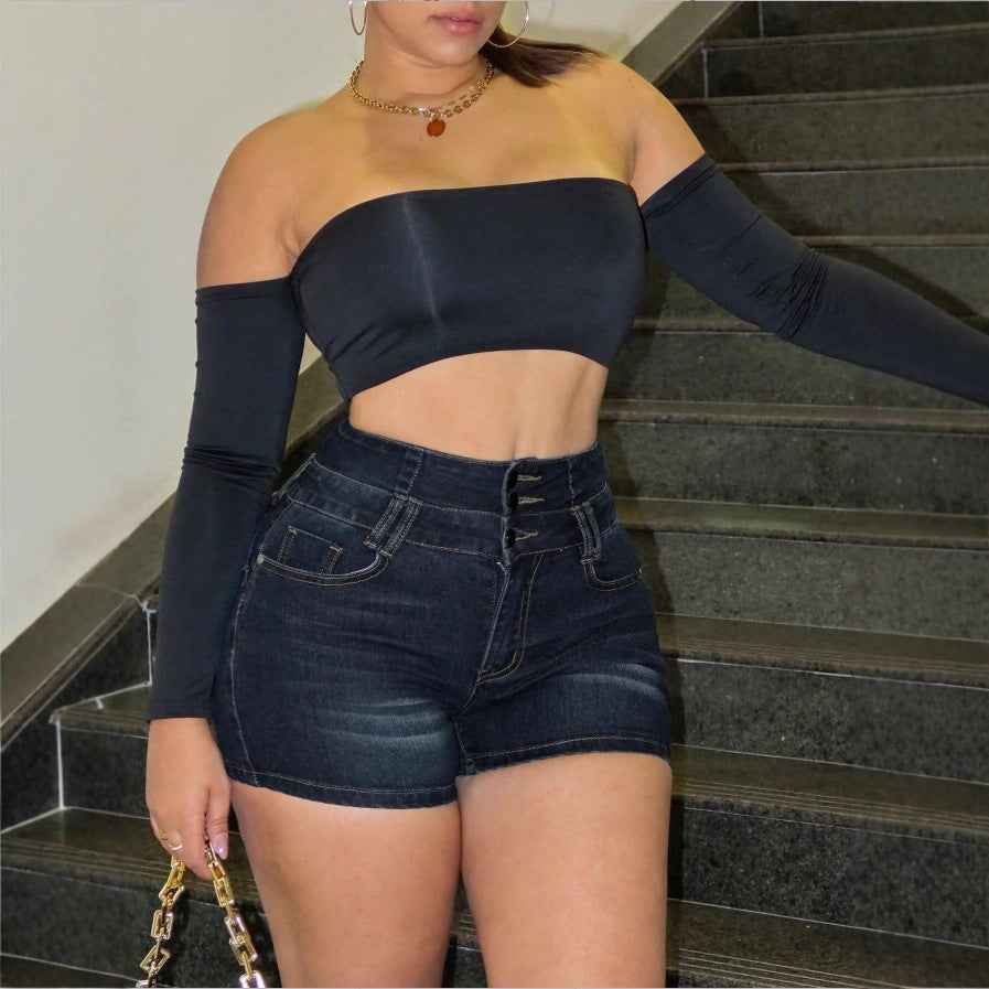 Womens High-waisted Comfortable Denim Shorts