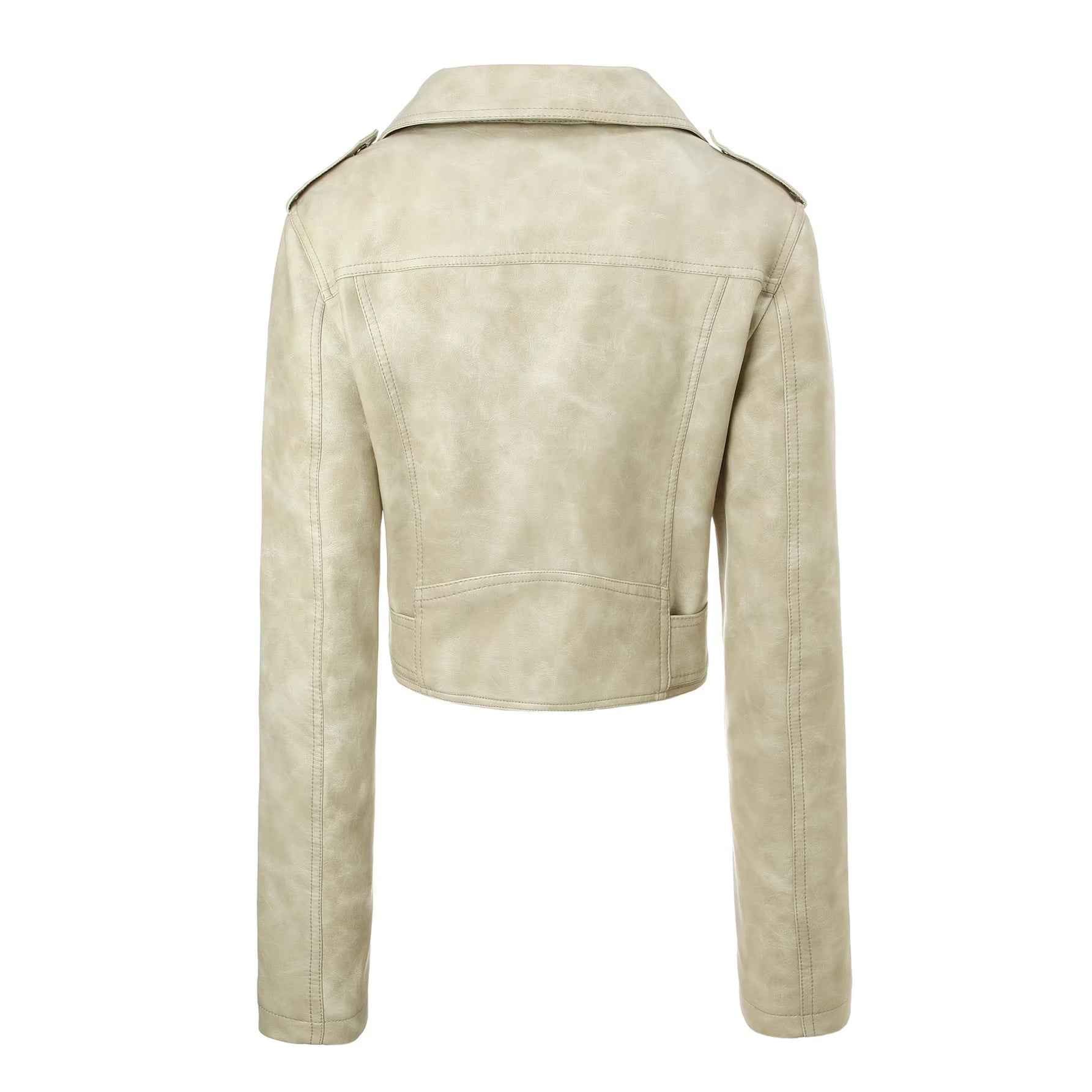 PU Leather Slim-Fit Biker Jacket