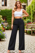 Women's High-Waist Solid Colour Wide-Leg Trousers — Full Length