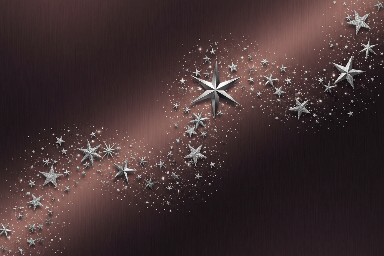 Dark Rose Gold with Shining Silver Stars
