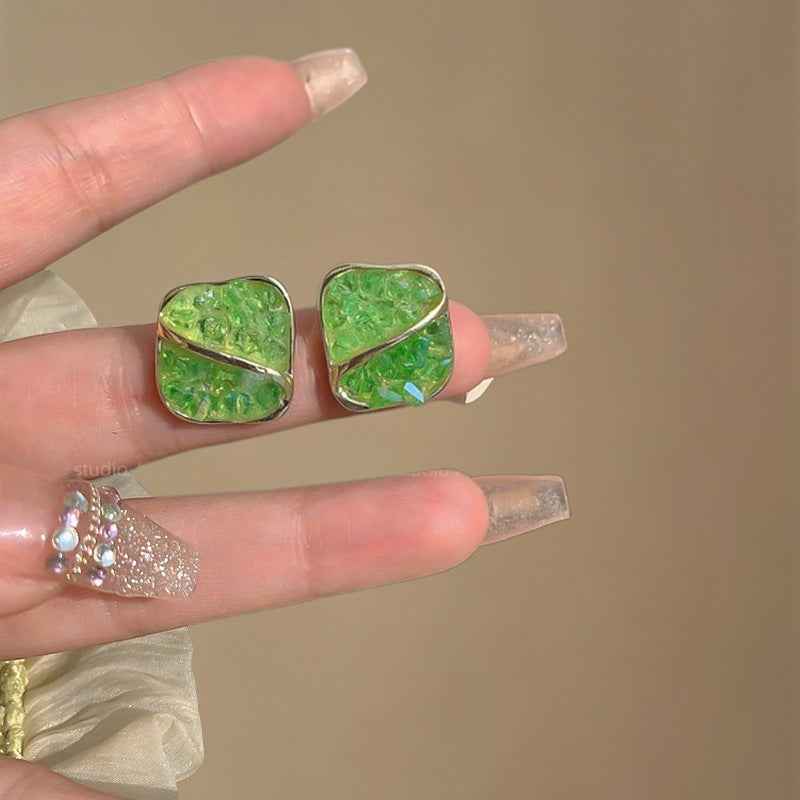 Blue Heart Clip On Stud Earrings For Women Girls Non Piercing Elegant Jewelry