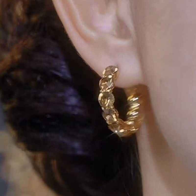 Retro Coffee Zircon Hoop Earrings, Niche Elegant Ear Cuffs, Hot New Arrival
