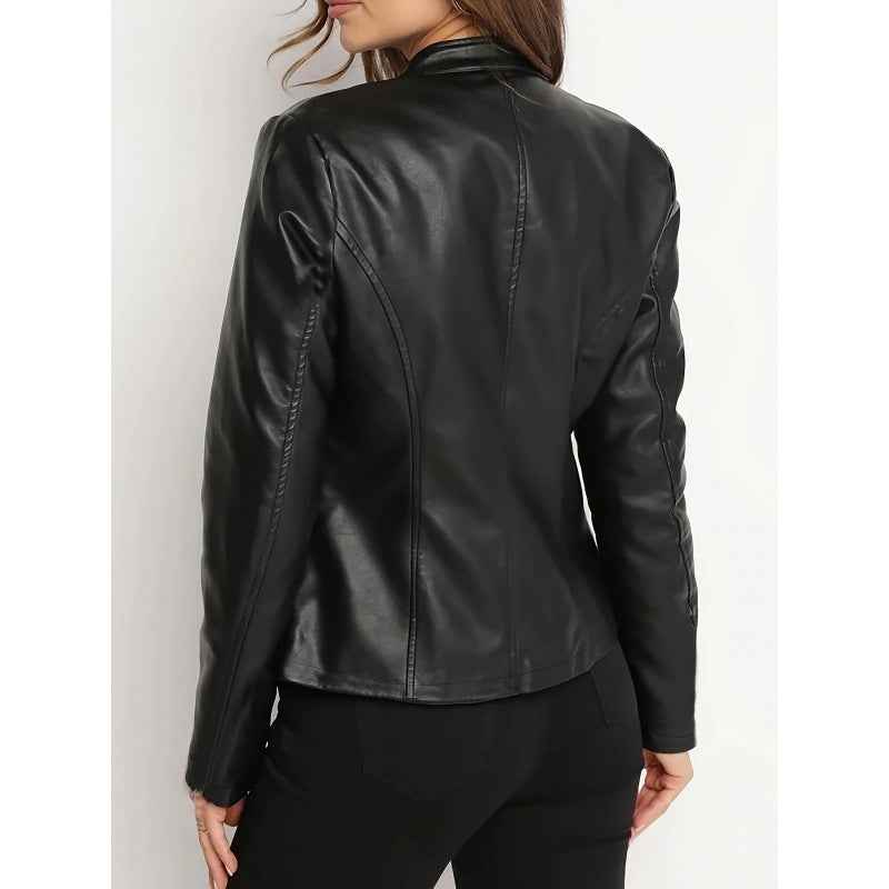 Short Chic Leather Jacket Coat