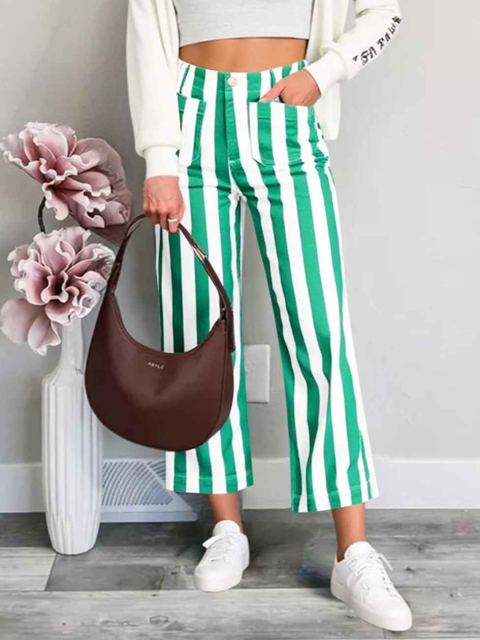 Summer Striped-print Fashionable Casual Womens Pants