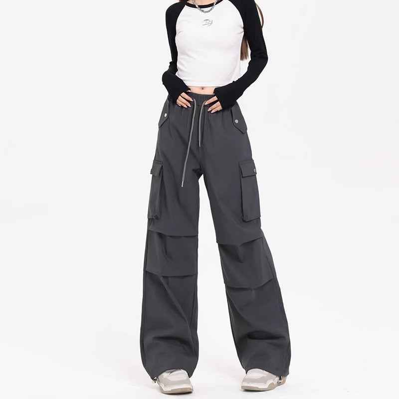 Korean Style Niche Drapey Cargo Pants For Women