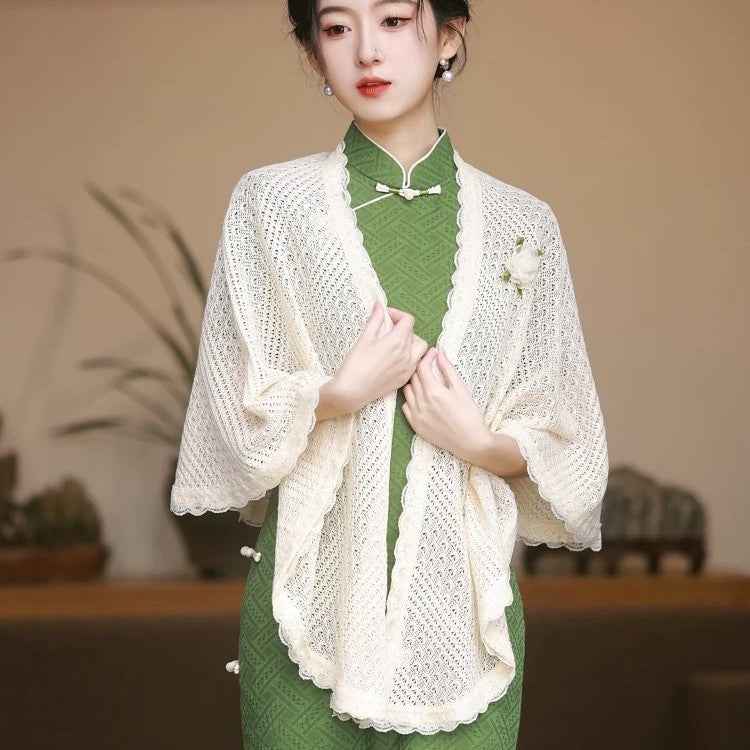 New Hollow-out Cheongsam Chinese-style Minimalist Niche Cloak Jacket And Shawl
