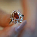 Exquisitely Crafted Hollowed-out Ruby Ring Set With Colored Gemstones And Diamonds