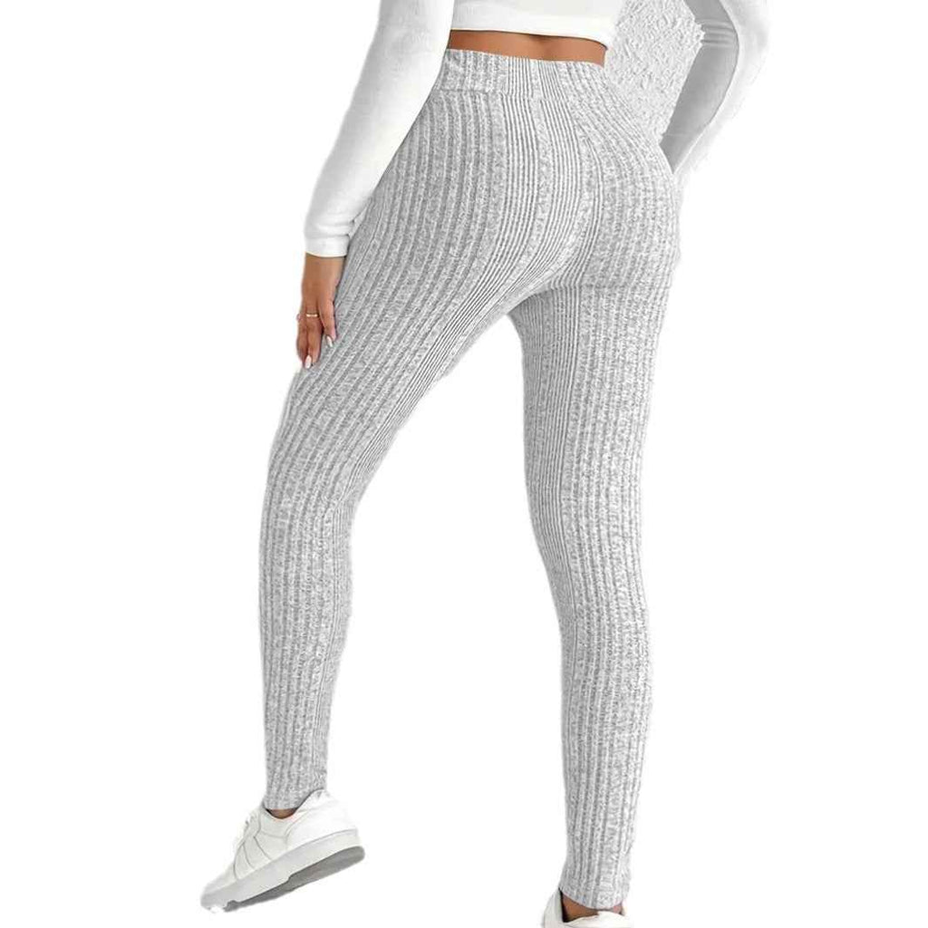 Plus-Size Striped Ribbed High-Waist Leggings