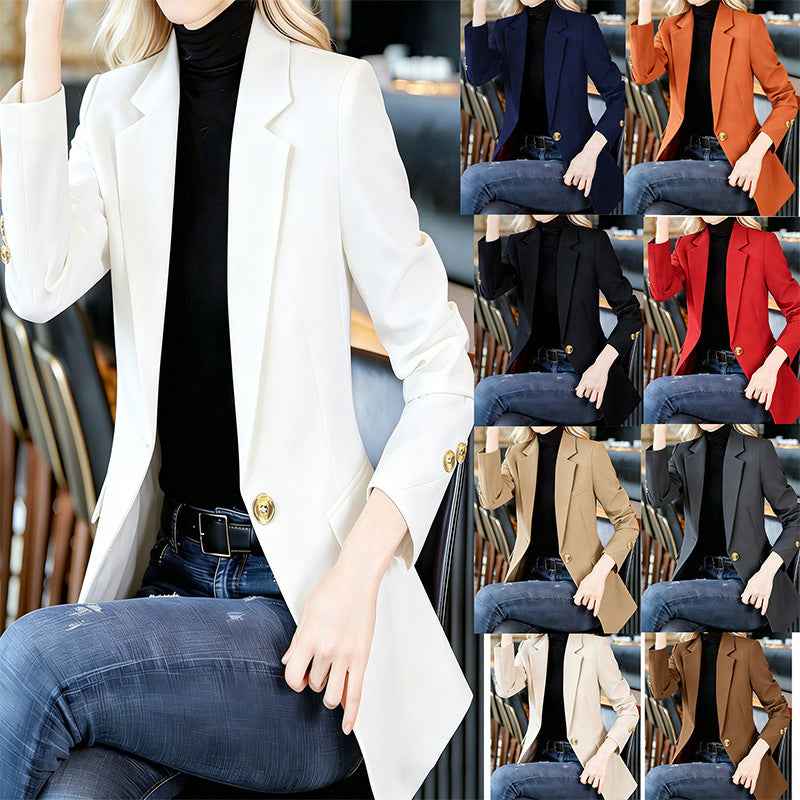 Women's Slim-Fit Long-Sleeve Blazer — Wrinkle-Resistant & Elegant