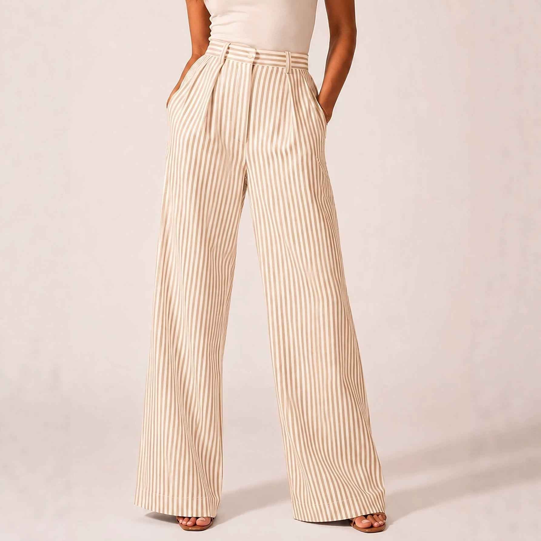Stylish Striped Versatile Wide-leg Relaxed-fit Suit Trousers