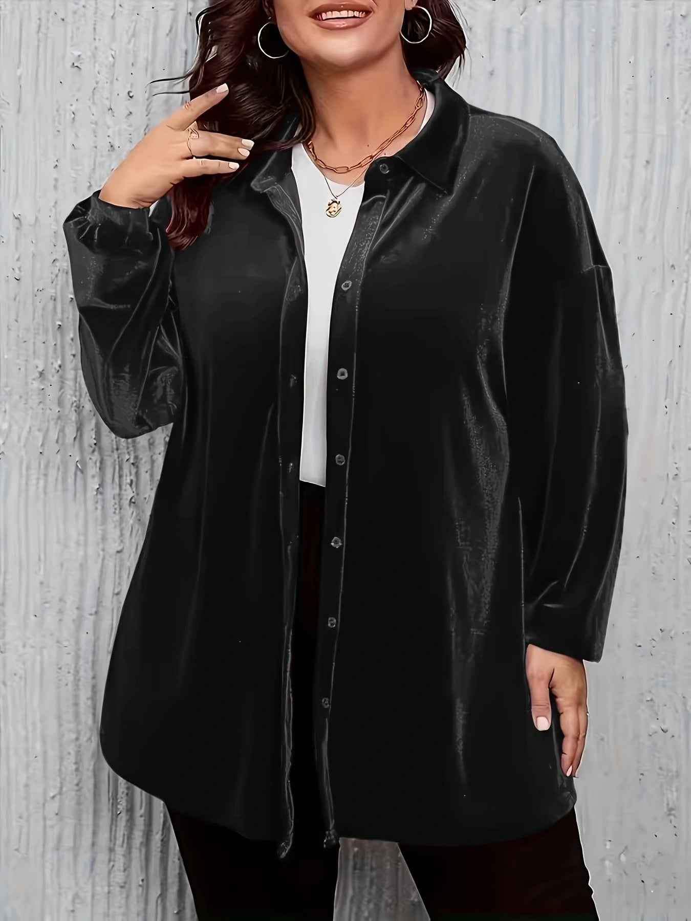 European American Collared Plain Colored Large Size Shirt