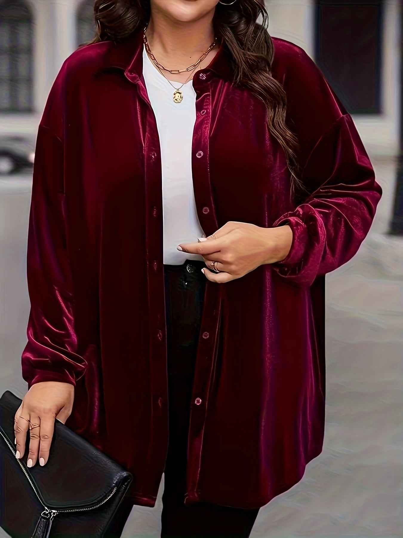 European American Collared Plain Colored Large Size Shirt