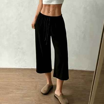 Womens Elegant Casual Textured Cropped Pants