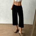 Womens Elegant Casual Textured Cropped Pants