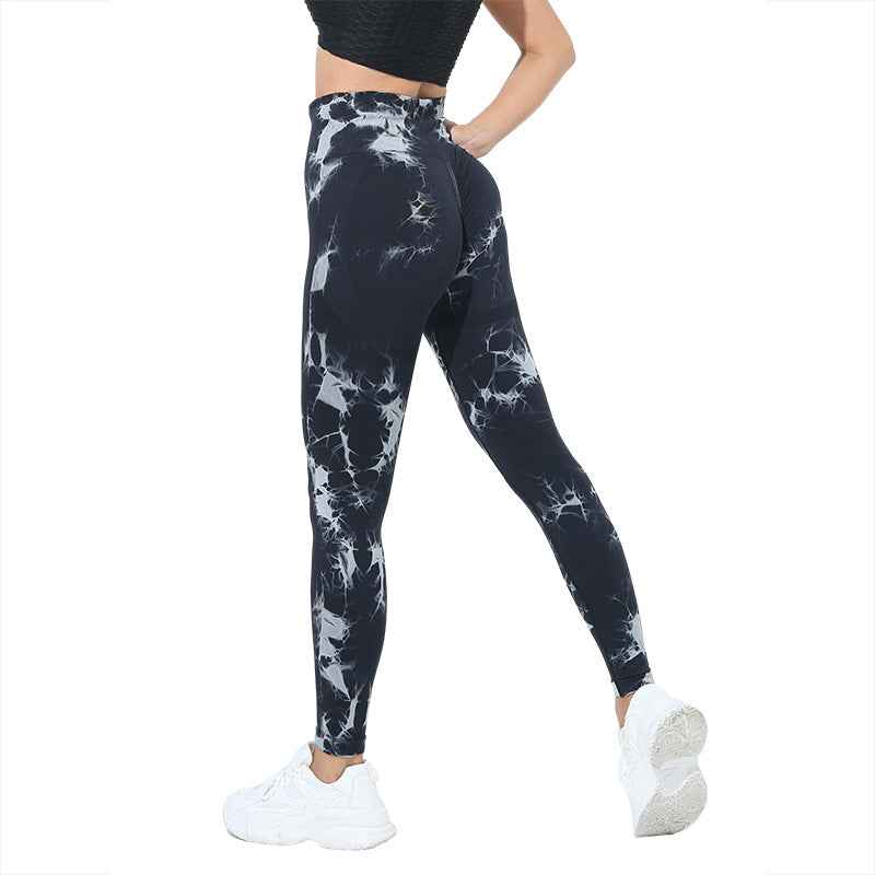 Seamless Tie-Dye Yoga Leggings — Nylon-Spandex Active Pants